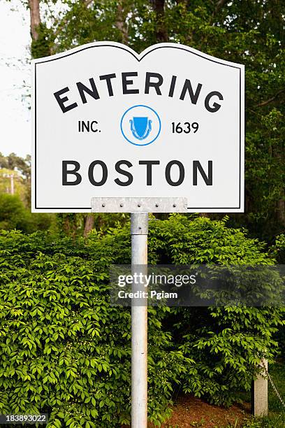 entering boston highway marker - entered stock pictures, royalty-free photos & images