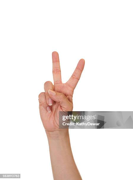 letter v in american sign language - letter v stockfoto's en -beelden