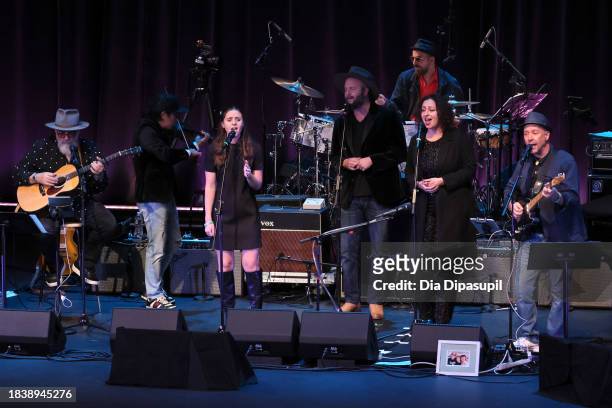 Natalie Barden and Mark Barden perform onstage during the Artist For Action Concert Benefit for Sandy Hook Promise at NYU Skirball Center on December...