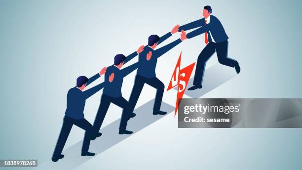 power against power, small business versus big business, leadership, isometric three businessmen versus one businessman in a showdown of power - versus stock illustrations