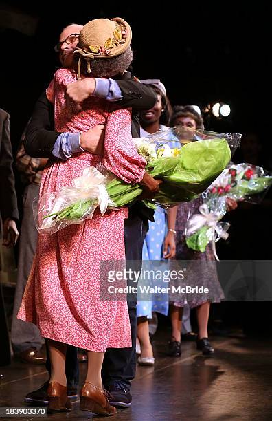 Director Michael Wilson, Cicely Tyson and cast attend the "The Trip To Bountiful" Final Performance Celebration at Stephen Sondheim Theatre on...