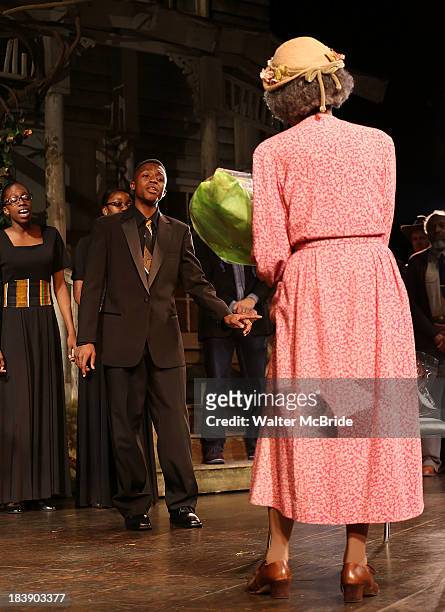 Cicely Tyson serenaded by her students attend the "The Trip To Bountiful" Final Performance Celebration at Stephen Sondheim Theatre on October 9,...