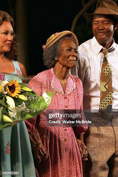 Vanessa Williams, Cicely Tyson and Leon Addison Brown attend the "The Trip To Bountiful" Final Performance Celebration at Stephen Sondheim Theatre on...