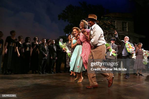 Vanessa Williams, Cicely Tyson and Leon Addison Brown attend the "The Trip To Bountiful" Final Performance Celebration at Stephen Sondheim Theatre on...