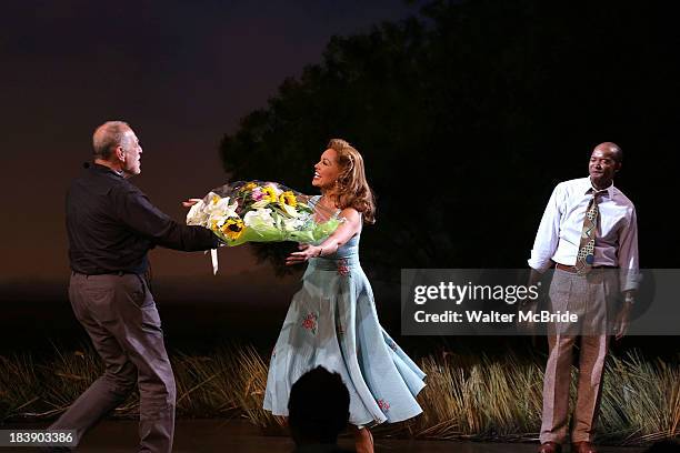 Vanessa Williams and Leon Addison Brown attend the "The Trip To Bountiful" Final Performance Celebration at Stephen Sondheim Theatre on October 9,...