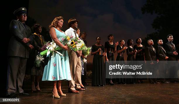 Vanessa Williams, Leon Addison Brown, Cicely Tyson serenaded by her students and ensemble cast attend the "The Trip To Bountiful" Final Performance...