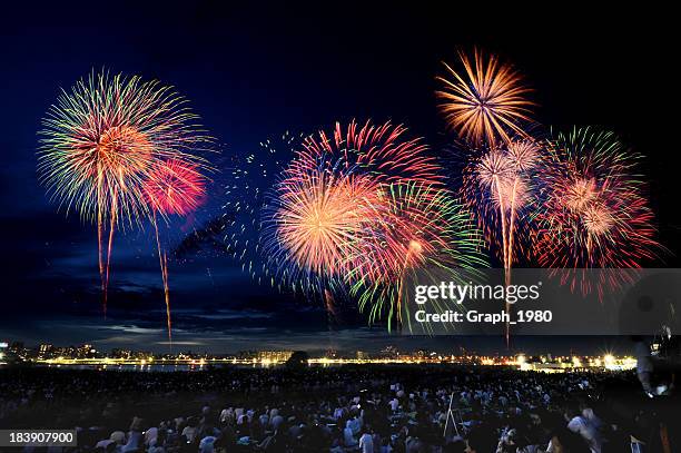 fireworks - fire works stock pictures, royalty-free photos & images