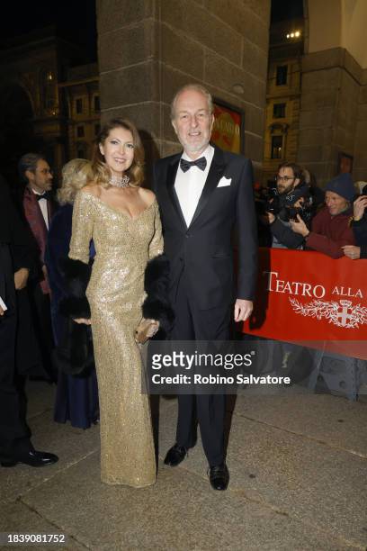 Alessandra Repini and Arturo Artom attends the 2023/2024 Season Inauguration at Teatro Alla Scala on December 07, 2023 in Milan, Italy.