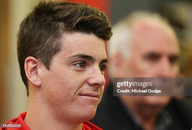 Heart footballer Jeremy Walker looks ahead at the launch of the Heart College Of Football program during a Melbourne Heart A-League media...