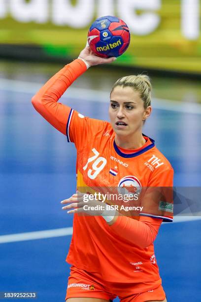 Estavana Polman of the Netherlands controlls the ball during the 26th IHF Women's World Championship Handball Preliminary Round Group H match between...