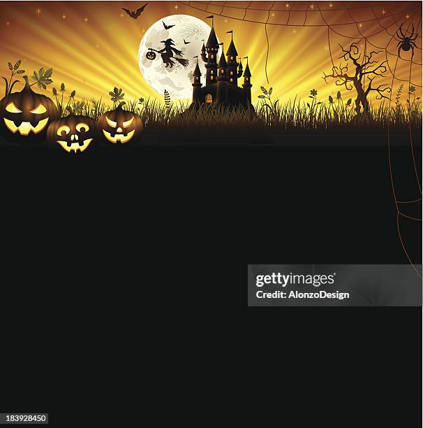 halloween night - castle background stock illustrations