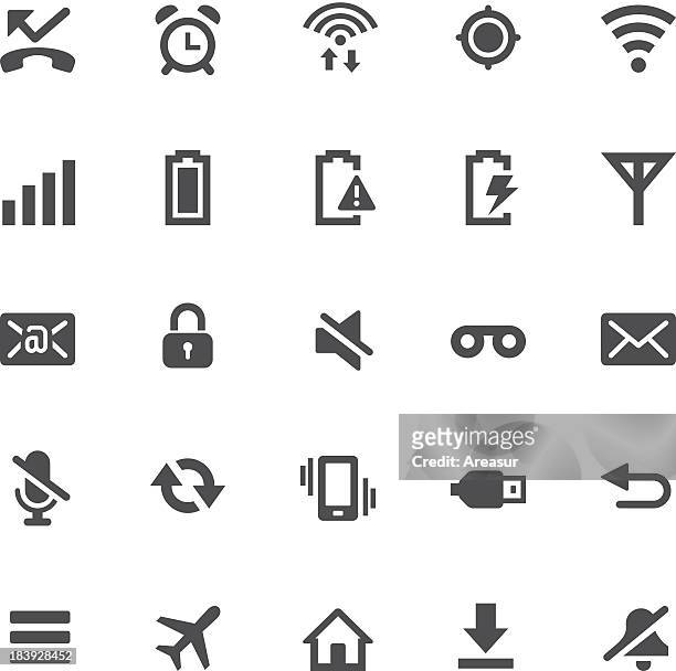 stockillustraties, clipart, cartoons en iconen met notification icons | one-touch basics - usb cable