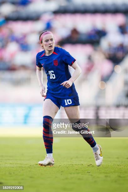 Rose Lavelle of the United States runs during the second half of a match against China PR at DRV PNK Stadium on December 02, 2023 in Fort Lauderdale,...