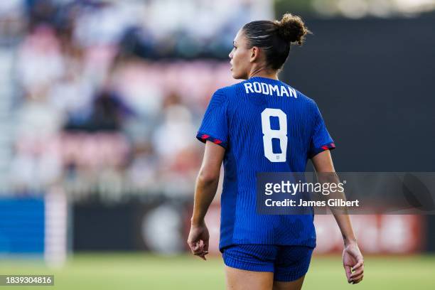 Trinity Rodman of the United States looks on during the second half of a match against China PR at DRV PNK Stadium on December 02, 2023 in Fort...