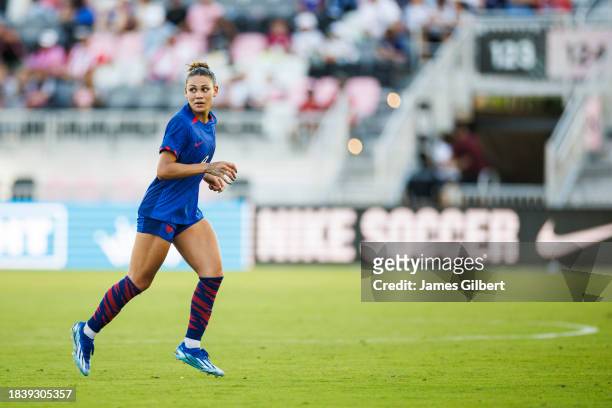 Trinity Rodman of the United States looks on during the second half of a match against China PR at DRV PNK Stadium on December 02, 2023 in Fort...