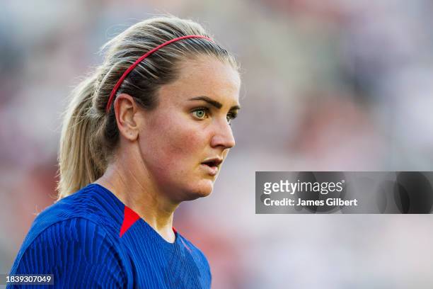 Lindsey Horan of the United States looks on during the second half of a match against China PR at DRV PNK Stadium on December 02, 2023 in Fort...
