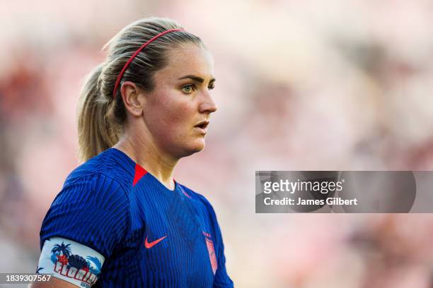 Lindsey Horan of the United States looks on during the second half of a match against China PR at DRV PNK Stadium on December 02, 2023 in Fort...