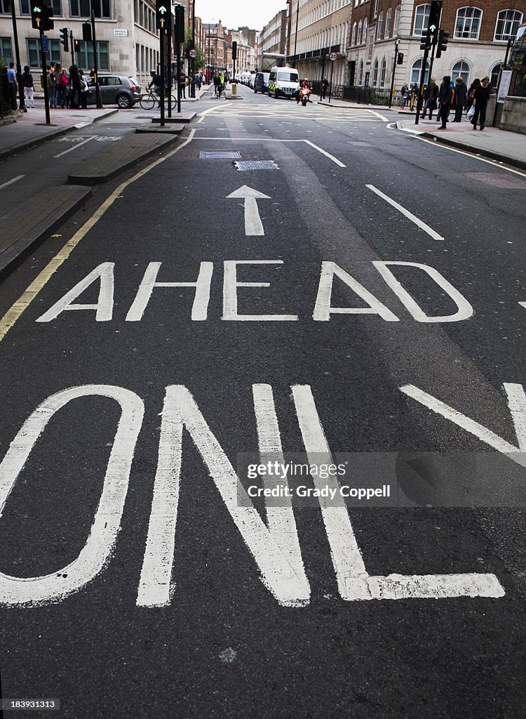 Ahead only road marking