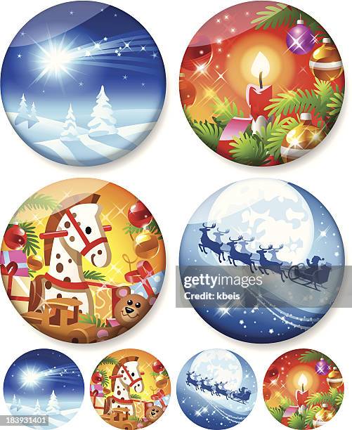 christmas buttons 2 - sleigh isolated stock illustrations