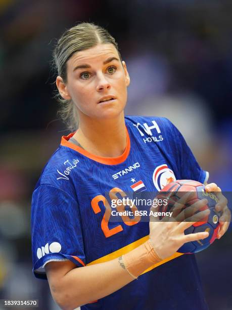 Angela Malestein of the Netherlands looks on during the 26th IHF Women's World Championship Handball Preliminary Round Group H match between Ukraine...