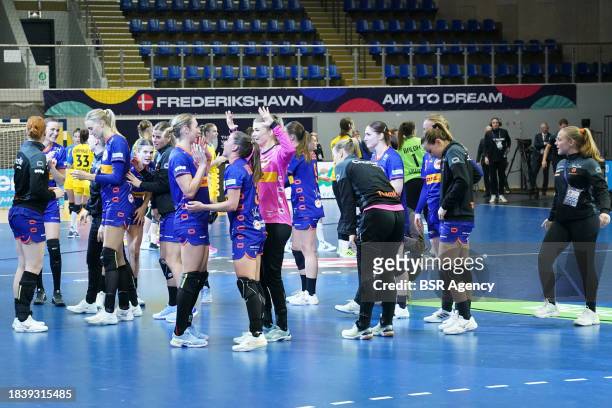 During the 26th IHF Women's World Championship Handball Preliminary Round Group H match between Ukraine and Netherlands at Arena Nord on December 8,...
