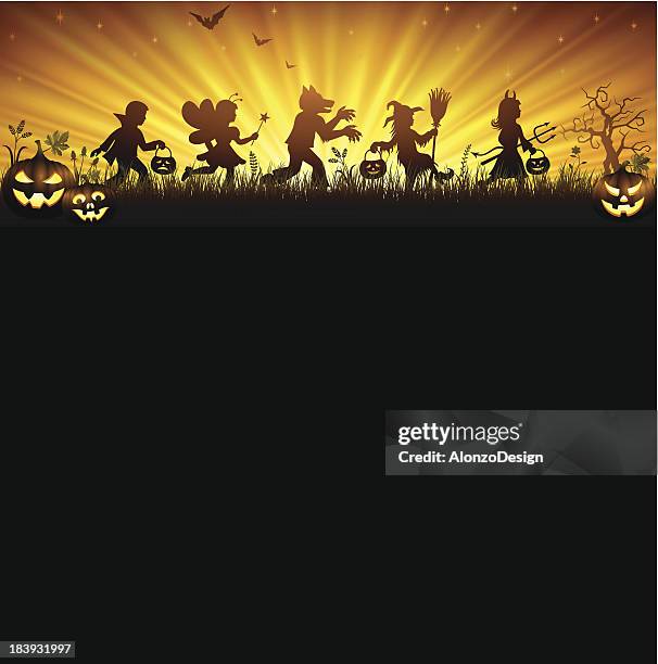 halloween trick or treaters - halloween vector stock illustrations