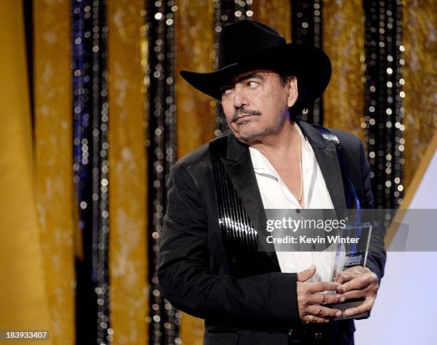 Singer Joan Sebastian receives Album of the Year, Ranchero/Mariachi at the Billboard Mexican Music Awards at the Dolby Theatre on October 9, 2013 in...