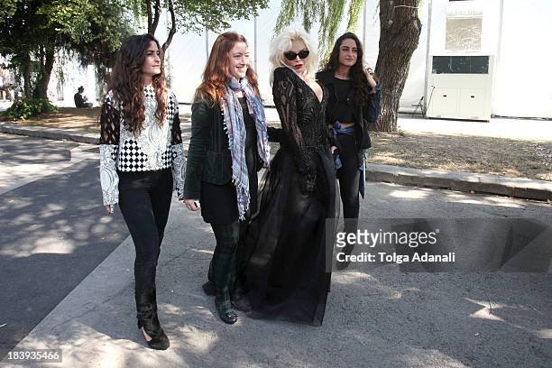 Fashion designers Vanessa Sason , Raisa Sason and actress Ajda Pekkan attend Mercedes-Benz Fashion Week Istanbul s/s 2014 presented by American...