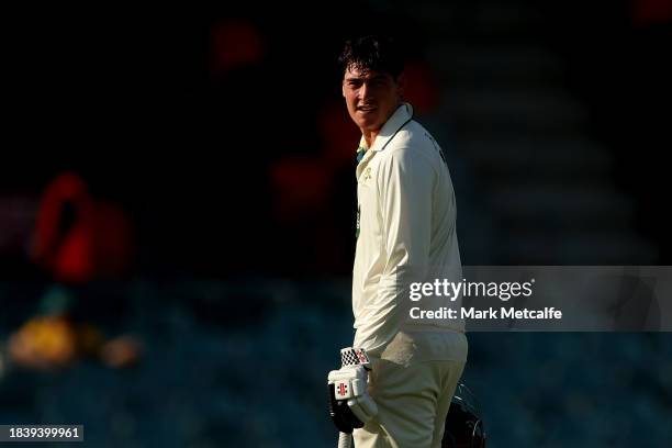 Matthew Renshaw of the Prime Ministers XI looks on whilst batting during day three of the Tour Match between PM's XI and Pakistan at Manuka Oval on...