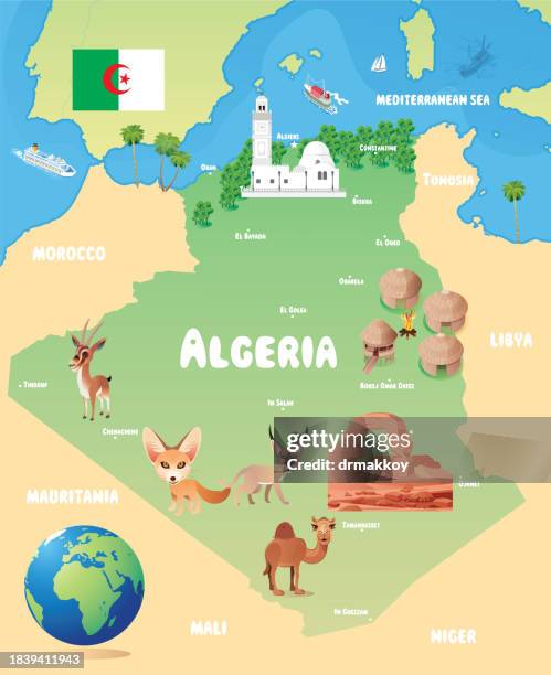 algeria map - libya stock illustrations