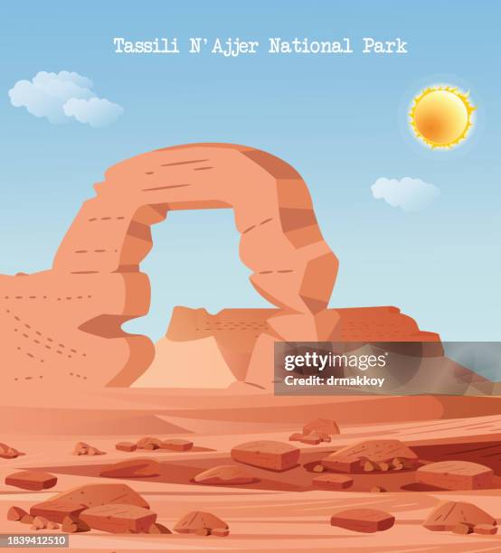 tassili najjer national park , algeria - sandstone stock illustrations