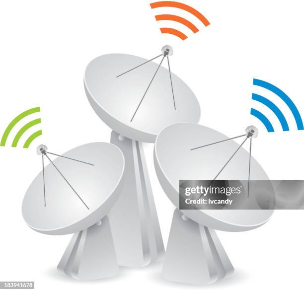satellite dish - astronomical telescope stock illustrations