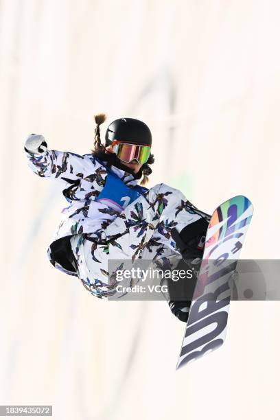 Liu Jiayu of China competes during the Women's Snowboard Halfpipe Final on day three of 2023-2024 FIS Freeski and Snowboard Halfpipe World Cup at...