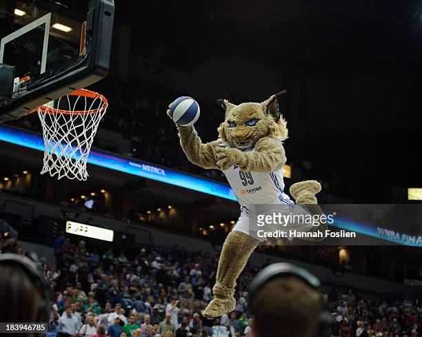 Prowl, mascot for the Minnesota Lynx performs during Game Two of the 2013 WNBA Finals between the Minnesota Lynx and the Atlanta Dream on October 8,...