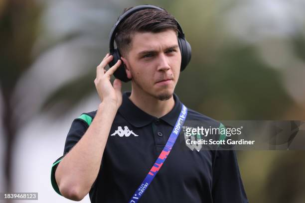 Noah Botić of Western United listens to music prior to the game during the A-League Men round seven match between Central Coast Mariners and Western...