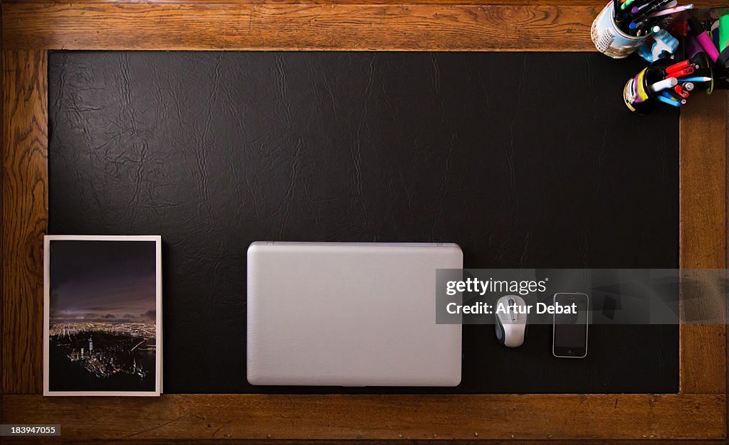 Ordered desk view from above with arranged objects