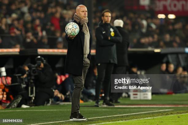 Headcoach Arne Slot of Feyenoord give the ball during the Dutch Eredivisie match between Feyenoord and FC Volendam at Stadion Feijenoord on December...