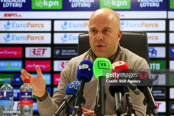 Headcoach Arne Slot of Feyenoord during the press conference during the Dutch Eredivisie match between Feyenoord and FC Volendam at Stadion...