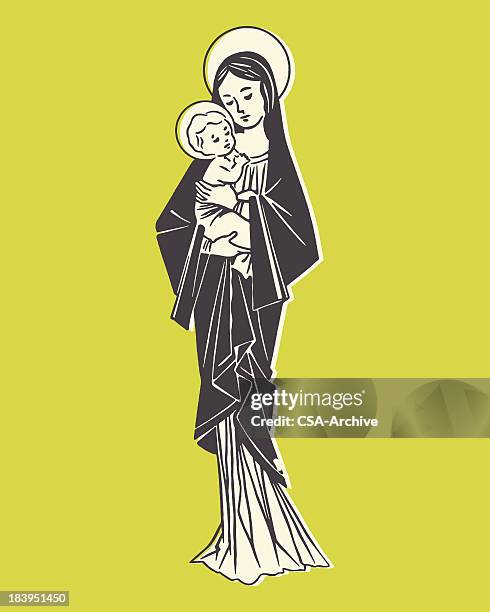 madonna und kind - maria stock-grafiken, -clipart, -cartoons und -symbole