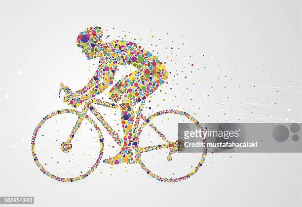 ilustraciones, imágenes clip art, dibujos animados e iconos de stock de ciclista hombre píxeles - traditional sport