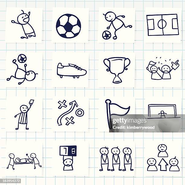 grid of icons related to sports - foule stock illustrations