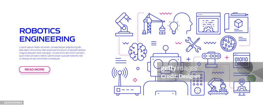 Robotics Engineering Related Line Style Banner Design For Web Page ...