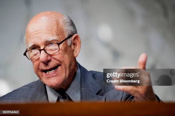 Senator Pat Roberts, a Rebublican from Kansas, speaks during a Senate Finance Committee hearing on Capitol Hill in Washington, D.C., U.S., on...