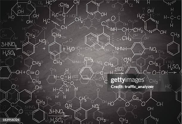 stockillustraties, clipart, cartoons en iconen met chemistry blackboard - scheikunde