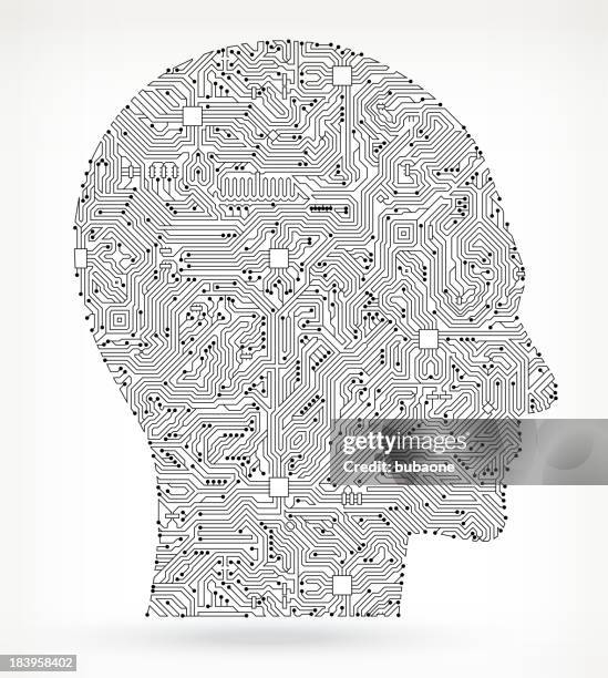 circuit board human head - chin stock illustrations