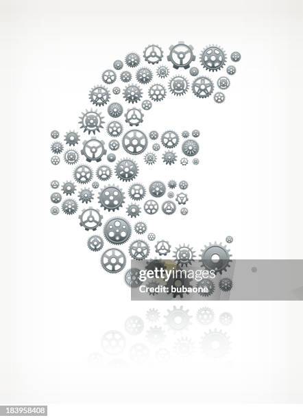 euro with royalty free vector gears on white background - pinion stock illustrations