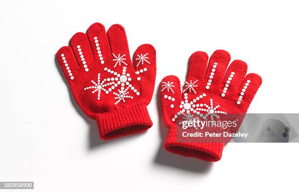 christmas/winter gloves - red glove stock-fotos und bilder