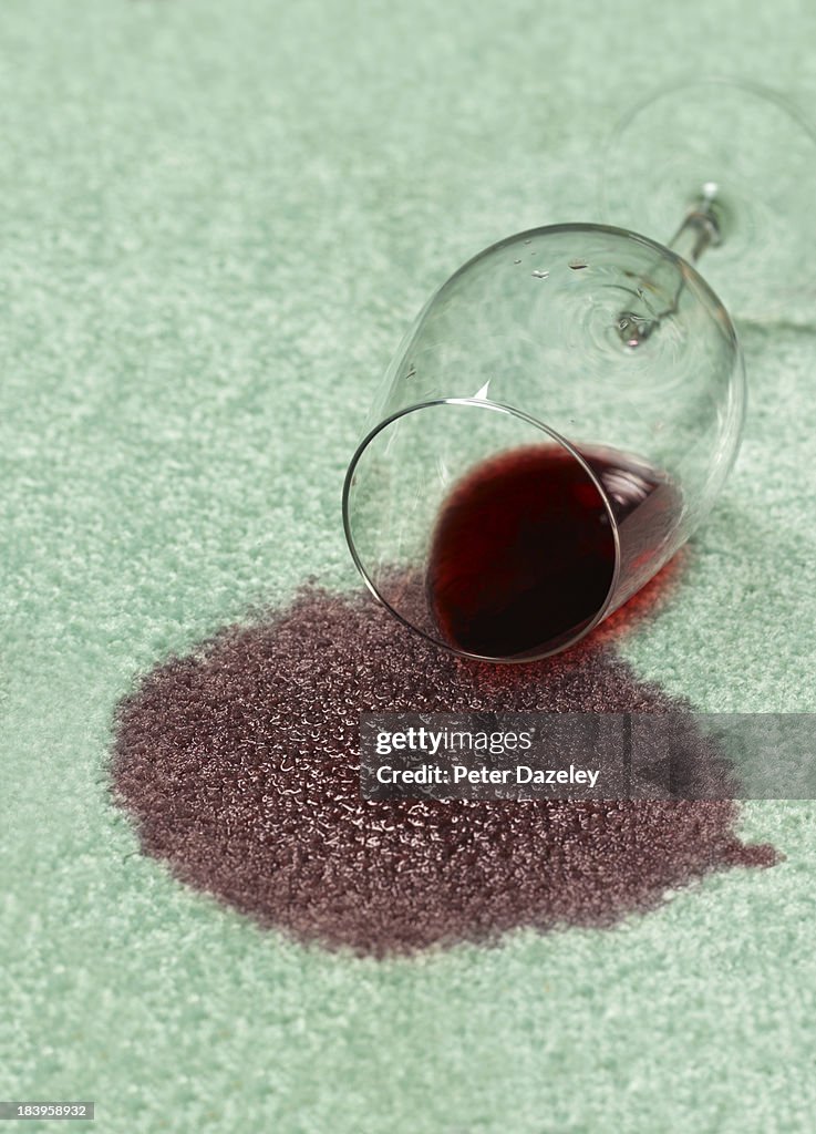 Spilled red wine on carpet