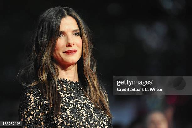 Actress Sandra Bullock attends a screening of "Gravity" during the 57th BFI London Film Festival at Odeon Leicester Square on October 10, 2013 in...