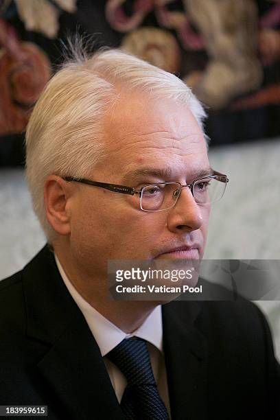 Croatia's President Ivo Josipovic attends an audience with Pope Francis on October 10, 2013 in Vatican City, Vatican. During discussions the pontif...